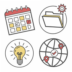 Professional design icons calendar globe idea file