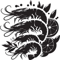 Shrimp with black vector