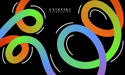 Abstract Colorful Color Shapes Line Pattern. Background with Wave Gradient Lines on black background. suitable for poster and banner