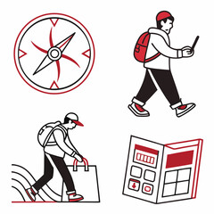 Travel planning compass map backpack journey