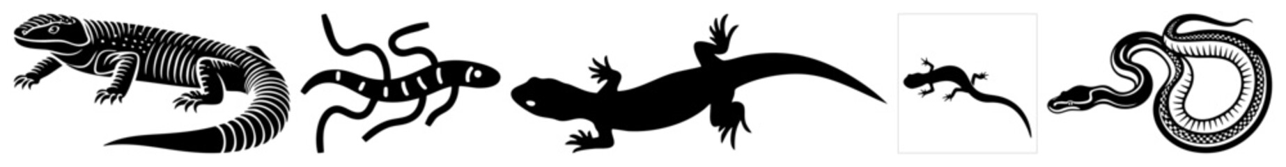 Obraz premium Vector Stylized reptile and serpent vector illustrations showcase diverse animal forms.
