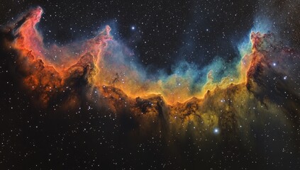 Fototapeta premium Cosmic nebulae display vibrant hues