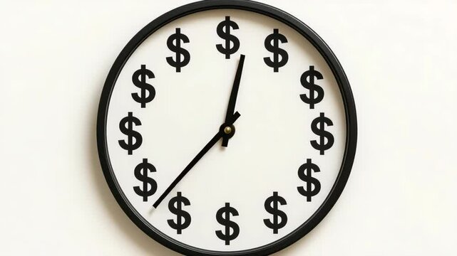 A creative clock design featuring dollar signs, symbolizing the relationship between time and money - Powered by Adobe