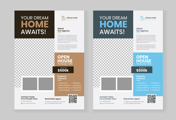 Real Estate Flyer Template for Home Sale Promotion leaflet 