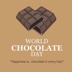 Brown World Chocolate Day Poster with Chocolate Block and Quote