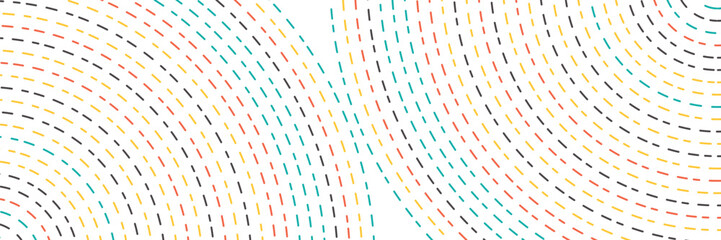 White abstract background with colorful circle dotted lines radial. technology hi-tech futuristic template. Vector illustration.