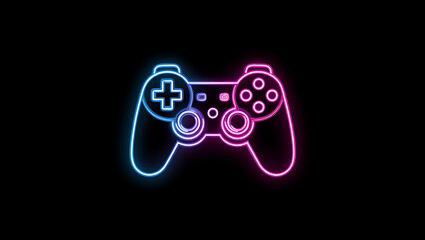 Neon Pink Blue Video Game Controller Icon gamepad