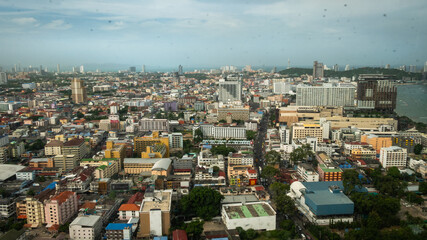 Naklejka premium Urban exploration cityscape view of pattaya thailand aerial perspective vibrant atmosphere