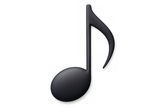 Dark gray musical note rendering, representing melodic rhythmic elements against transparent backdrop, symbolizing harmonic musical expression