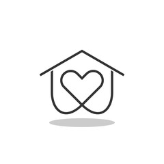 Fototapeta premium House heart shape icon with shadow