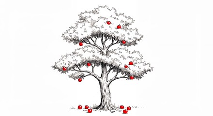 Simple drawing of a tree with fruit