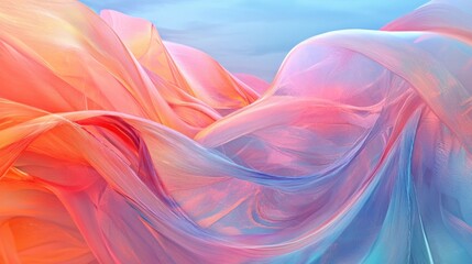 Abstract Flow of Colorful Fabric in Ethereal Light
