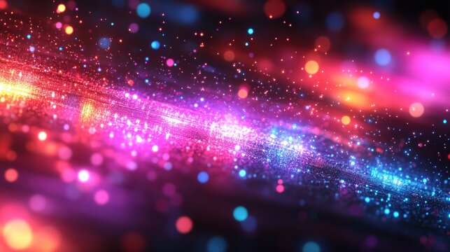 Vibrant Abstract Galaxy with Colorful Light Trails and Sparkling Particles
