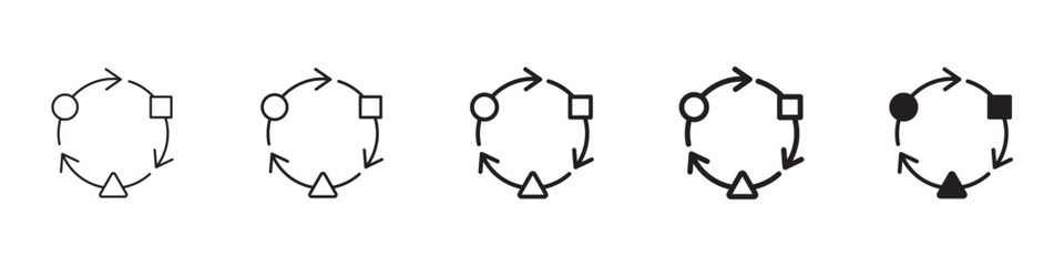 Adaptation icons in black outline, solid and colored style