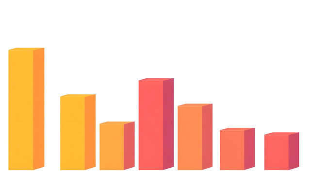 Colorful 3D bar graph chart depicting data visualization trends business analytics infographic presentation showing statistical growth decline success failure marketing report