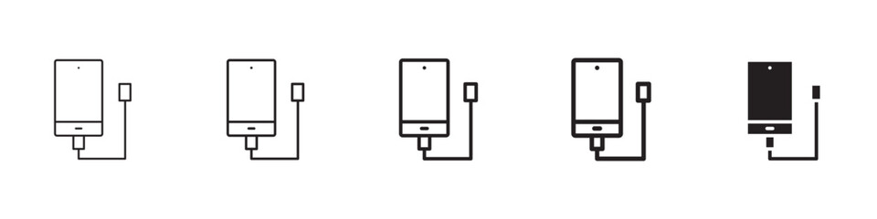 External hard drive icons in black outline, solid and colored style