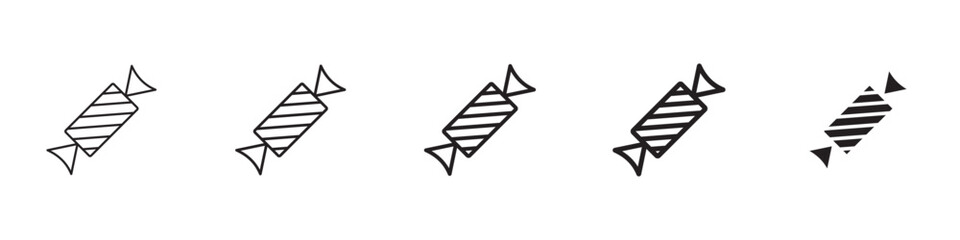 Candy-sweet icons in black outline, solid and colored style