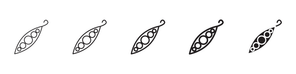 Peapod icons in black outline, solid and colored style