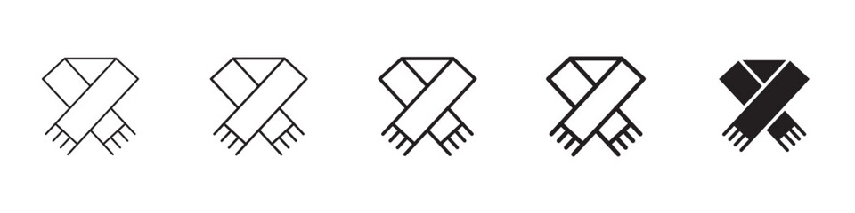 Scarf icons in black outline, solid and colored style