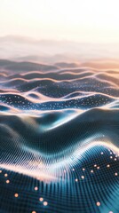 Digital Wave Landscape with Glowing Points