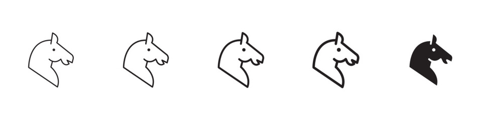 Horse icons in black outline, solid and colored style