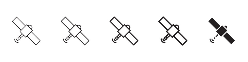 Satellite icons in black outline, solid and colored style