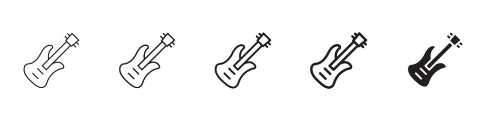 Electric Guitar icons in black outline, solid and colored style