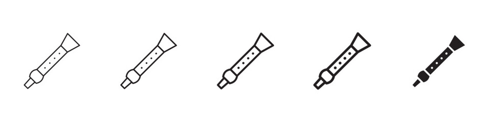 Flute icons in black outline, solid and colored style