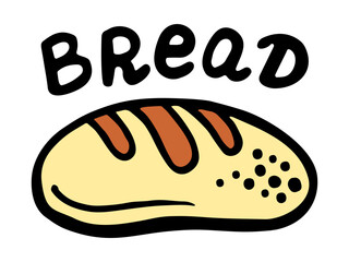 
Vector color illustration of a loaf of bread, with a clear signature on top, on a white isolated background