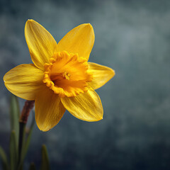 Fototapeta premium A bright yellow daffodil.