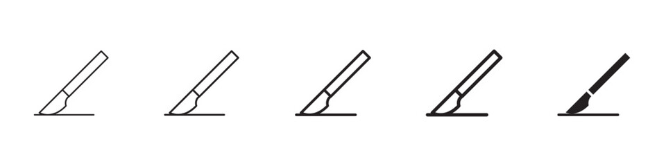 Scalpel path icons in black outline, solid and colored style