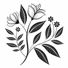 Elegant black and white floral branch design