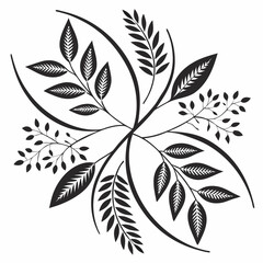 Elegant black and white floral design element