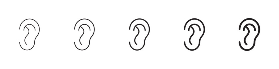 Ear icons in black outline, solid and colored style