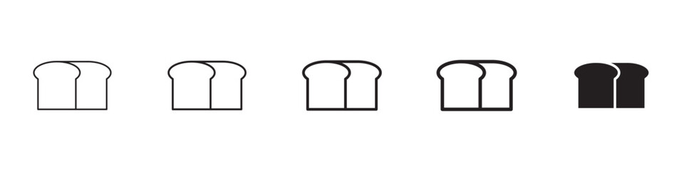 Bread Loaf icons in black outline, solid and colored style