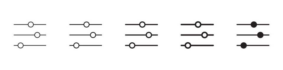 Filter Button icons in black outline, solid and colored style