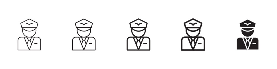 User pilot icons in black outline, solid and colored style