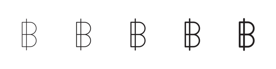 Baht sign set in black and blue colors on white background