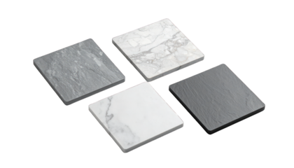 Material samples display against black background