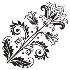 Elegant black and white floral design element