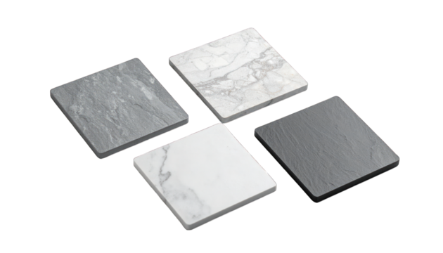 Material samples display against black background