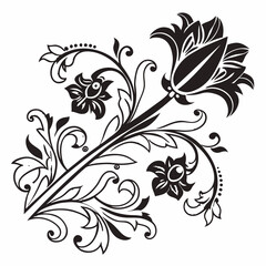 Elegant black and white floral design element