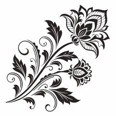 Elegant black and white floral design element