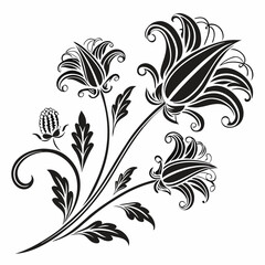 Elegant black and white floral design illustration