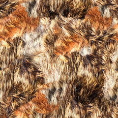 Seamless 4k photo material texture of various colored disheveled wet fur.