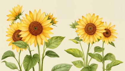 Obraz premium Vibrant sunflower arrangement floral display nature indoor setting close-up botanical beauty