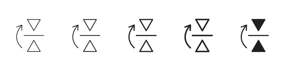 Flip horizontal icons in black outline, solid and colored style