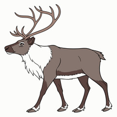 Obraz premium Cartoon reindeer walking side profile illustration