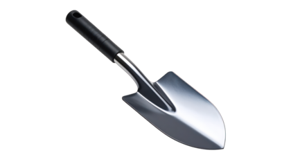 Metal trowel isolated black background