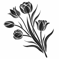 Elegant black and white tulip bouquet illustration